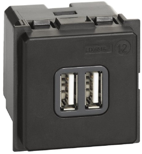 Розетка USB тип A+A модульная Legrand BTicino Living Now 1-м. 2 мод. 3000мА картинка